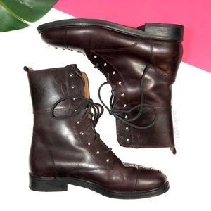 IRO Studded Burgundy Combat Boots 38